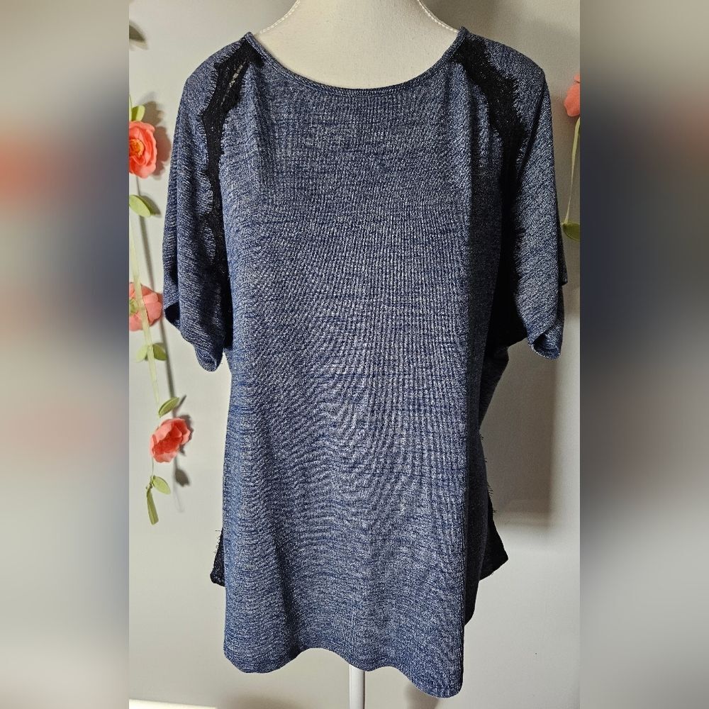 Lane Bryant Lace Trim Spacedyed Tee Plus Size 18/20
